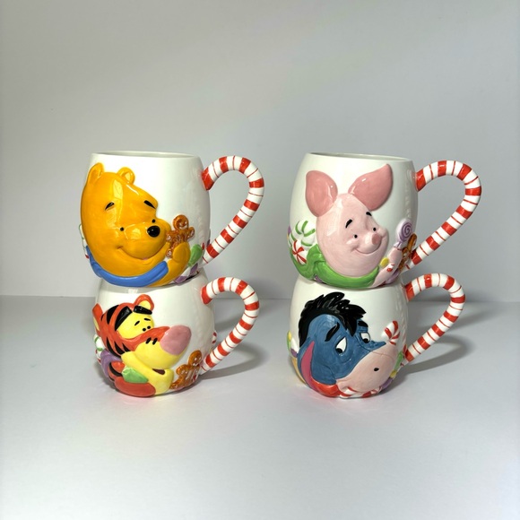 Winnie the Pooh Christmas Candyland Coffee Mug Set of 4 Ceramic Collectible - Picture 13 of 13